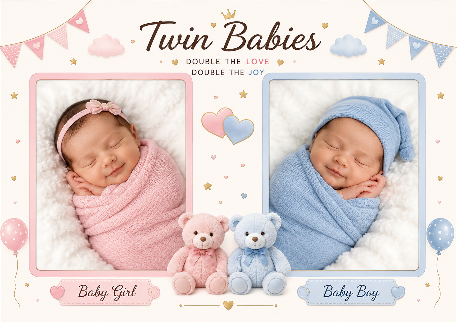 Twin Babies Double Frame